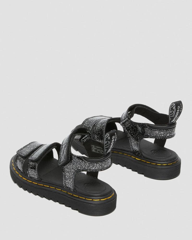 Kids' Dr Martens Junior Klaire Glitter Sandals Black | AU 718VRW